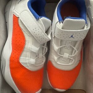 Jordan Kids' White and Orange Sneakers with Blue Accents